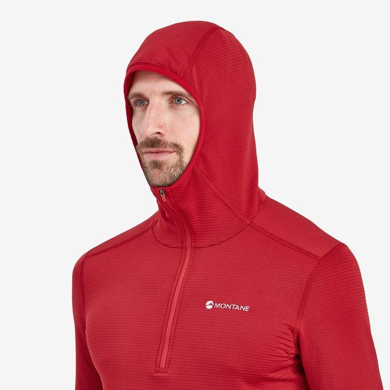 Dark Red Montane Protium Lite Hooded Pull On Men's Fleece | HUR4941WL