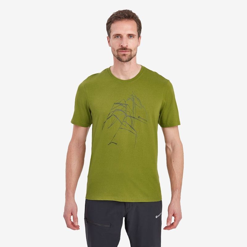 Green Montane Abstract Mountain Men's T Shirts | JGW1475US