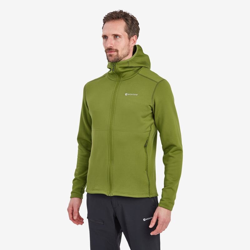 Green Montane Fury Hooded Men's Fleece Jackets | QRG4144MF