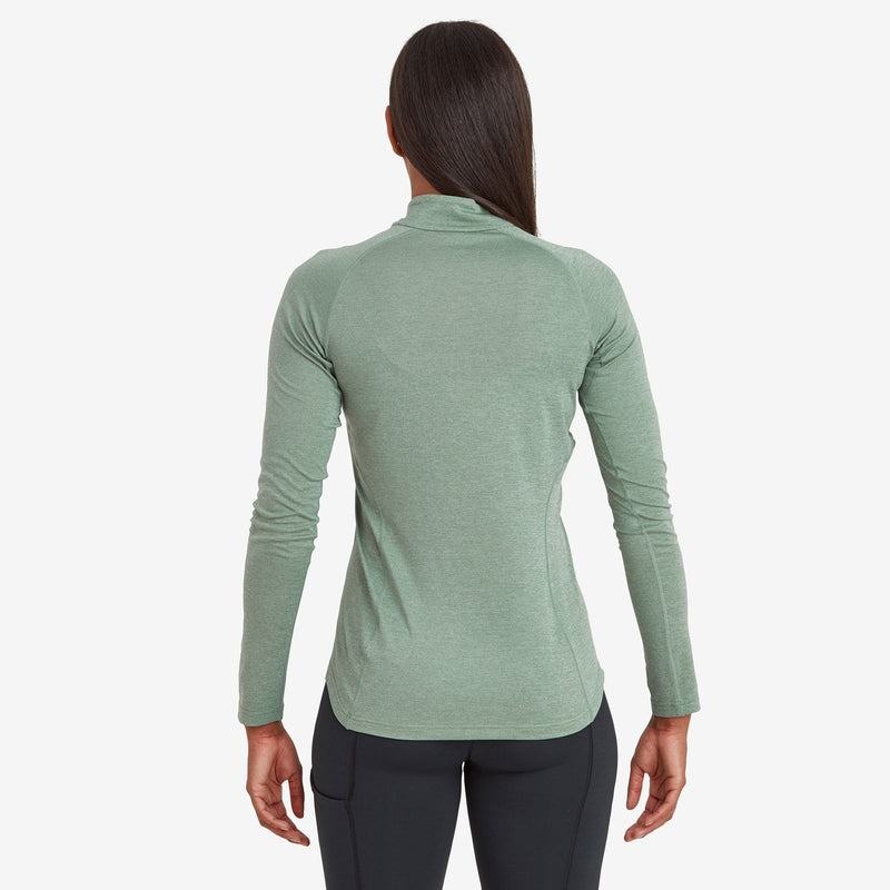 Grey Green Montane Dart Zip Neck Women's T Shirts | CMX188BW