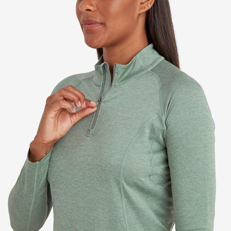 Grey Green Montane Dart Zip Neck Women's T Shirts | CMX188BW