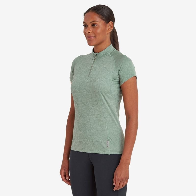 Grey Green Montane Dart Zip Women's T Shirts | VXB208CW