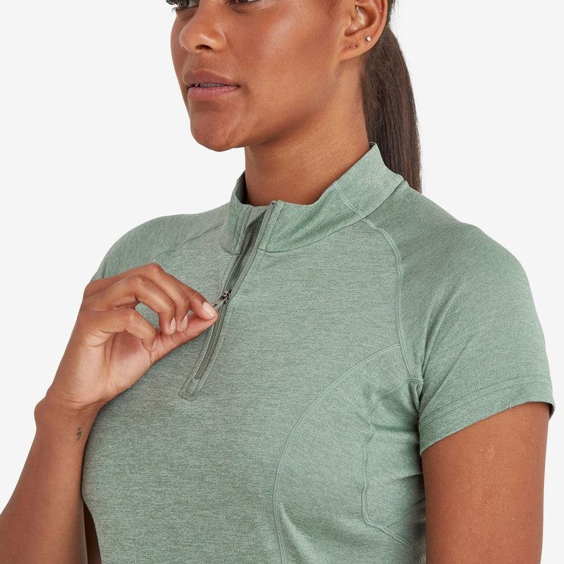 Grey Green Montane Dart Zip Women's T Shirts | VXB208CW