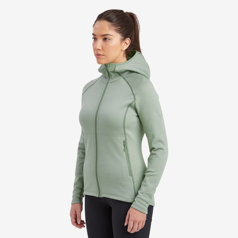 Grey Green Montane Fury Hooded Women's Fleece Jackets | ONR1046YD