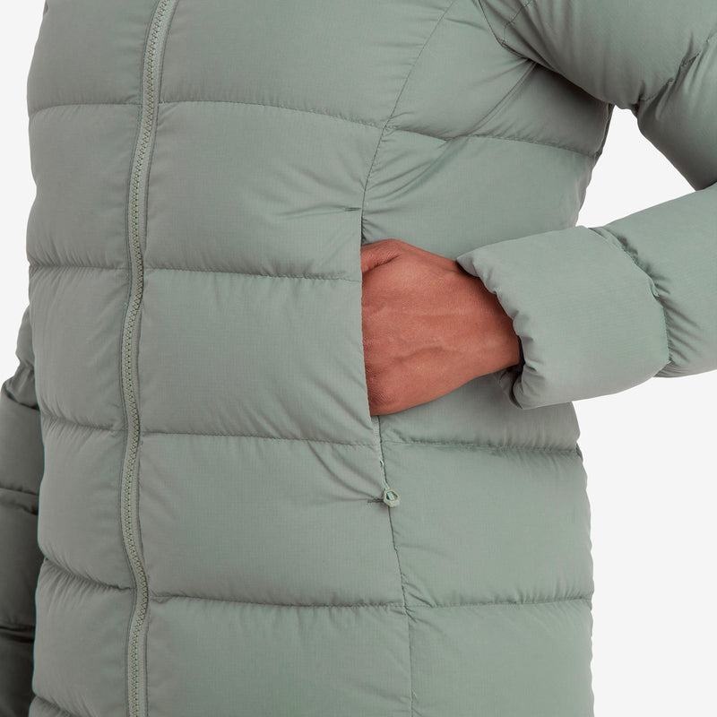 Grey Green Montane Tundra Hooded Women's Down Jackets | ZQK5228ZJ