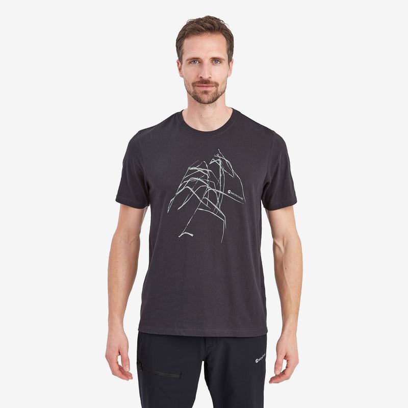 Grey Montane Abstract Mountain Men's T Shirts | ZWU5820SC