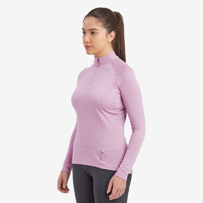 Grey Purple Montane Dart Zip Neck Women's T Shirts | DPI2685ZF