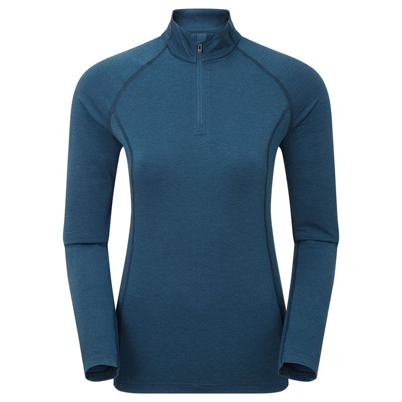 Navy Blue Montane Dart Thermo Zip Neck Women\'s T Shirts | QPE286ME