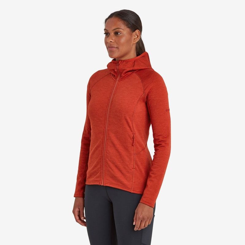 Orange Red Montane Protium Hooded Women's Fleece Jackets | NUD2927DG