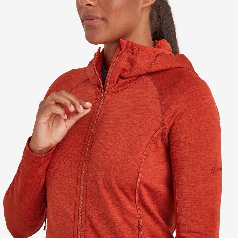 Orange Red Montane Protium Hooded Women's Fleece Jackets | NUD2927DG