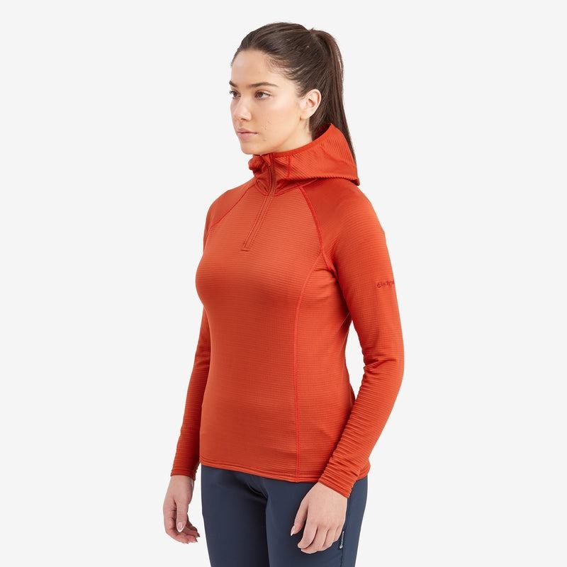 Orange Red Montane Protium Lite Hooded Pull On Women's Fleece | WXC6540XX