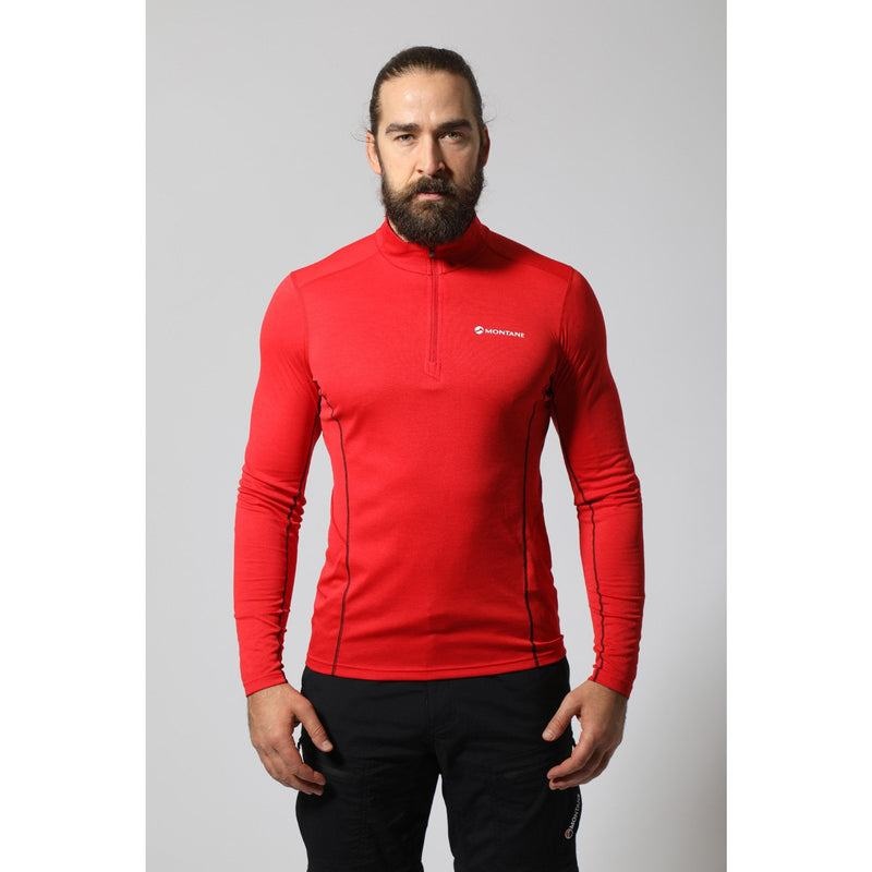 Red Montane Dart Zip Neck Men's T Shirts | UZQ854FM