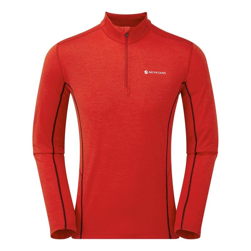 Red Montane Dart Zip Neck Men\'s T Shirts | UZQ854FM