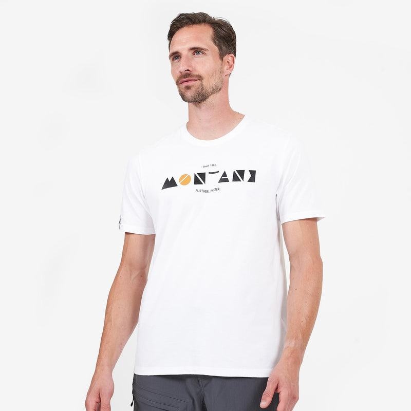 White Montane Geometry Men's T Shirts | XZM6659ZB