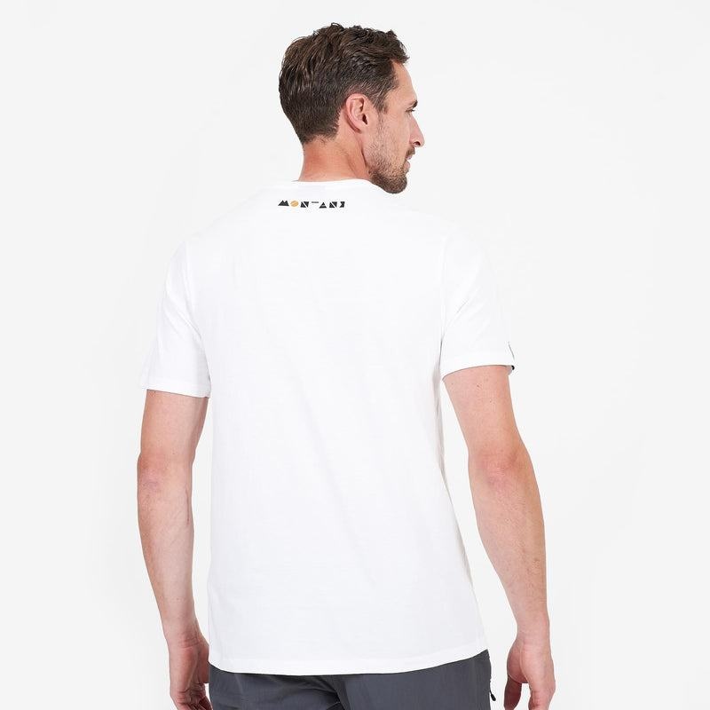 White Montane Geometry Men's T Shirts | XZM6659ZB